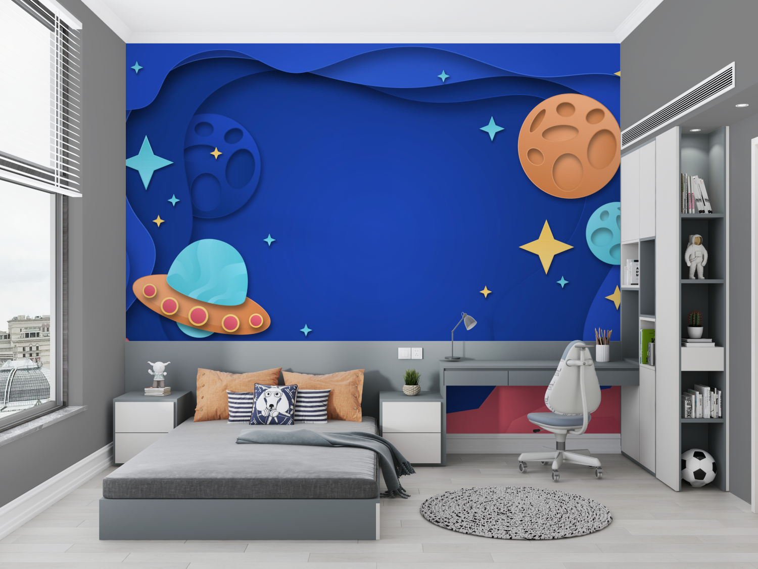 Space Theme Boys' Room Wallpaper | Murals Wallpaper