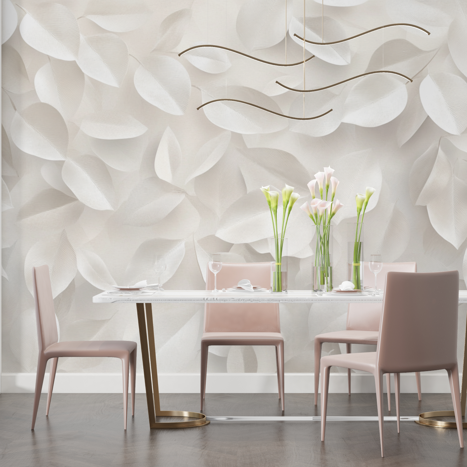 Pastel Soft Leaves Watercolor Wallpaper | Murals Wallpaper