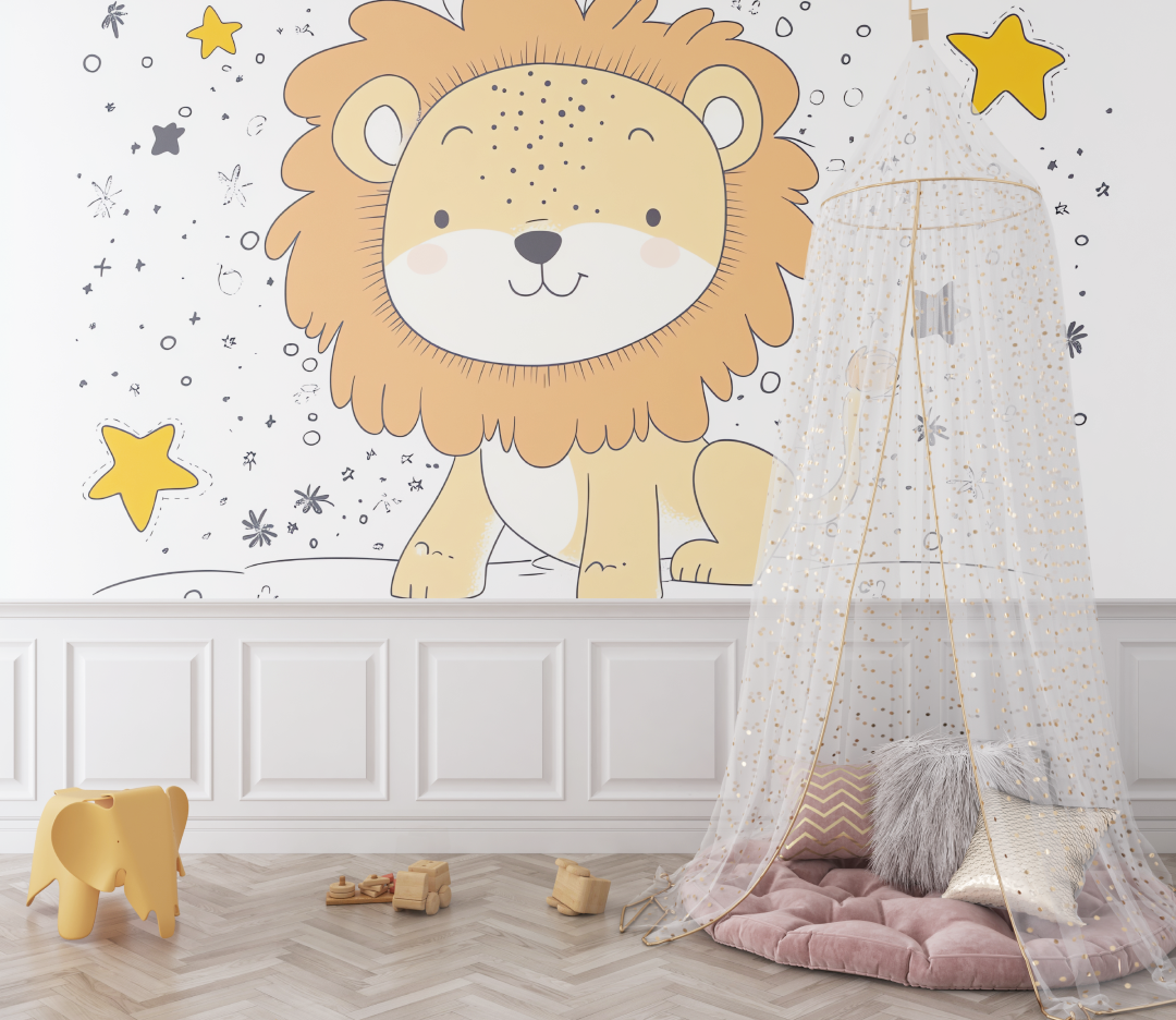 Lion and Stars Wallpaper | Murals Wallpaper