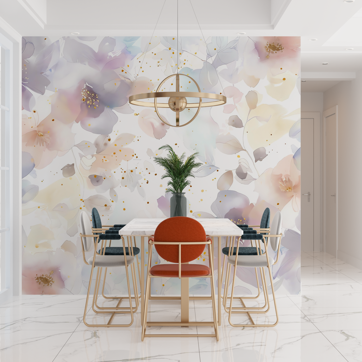 Elegant Floral Watercolor Wallpaper | Murals Wallpaper