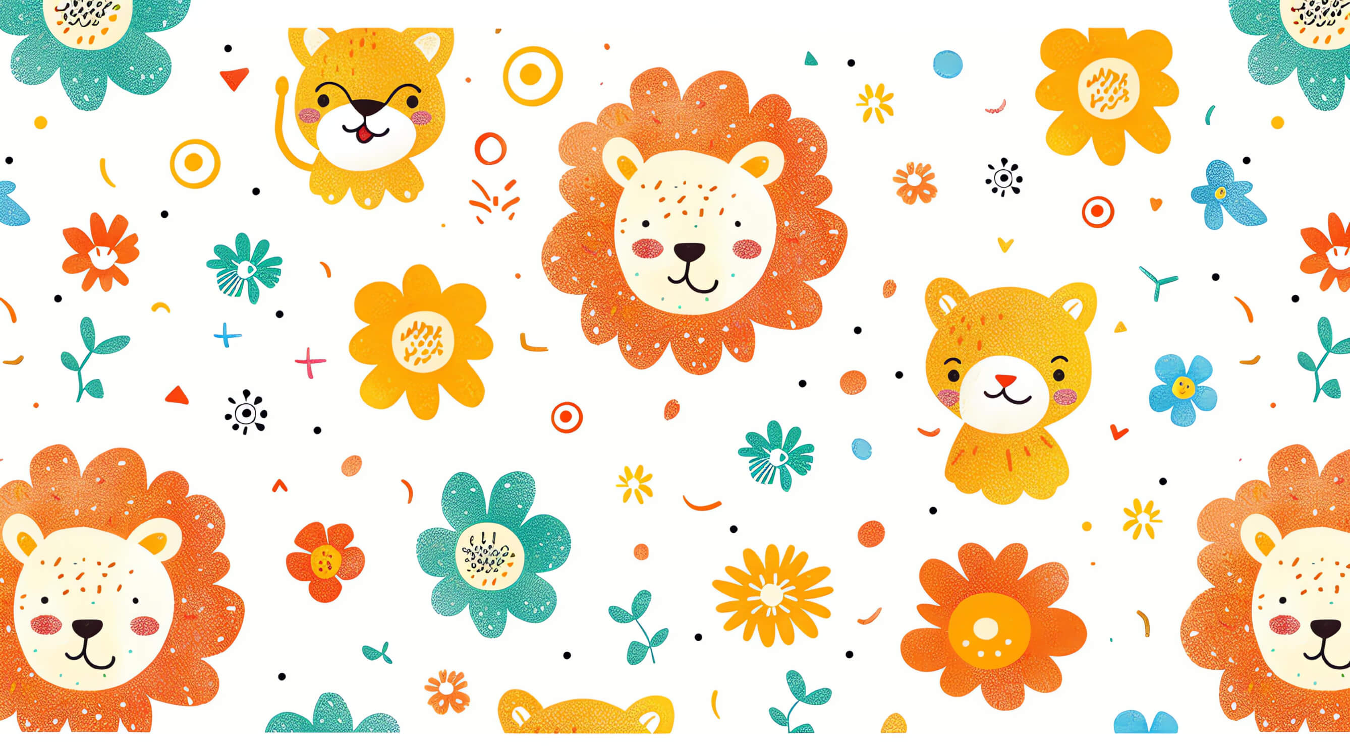 Lion and Delicate Flowers Wallpaper | Murals Wallpaper