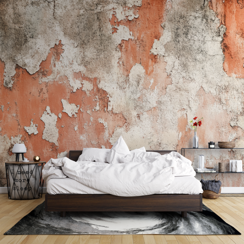 Terracotta Wallpaper with Waxed Concrete Effect | Murals Wallpaper