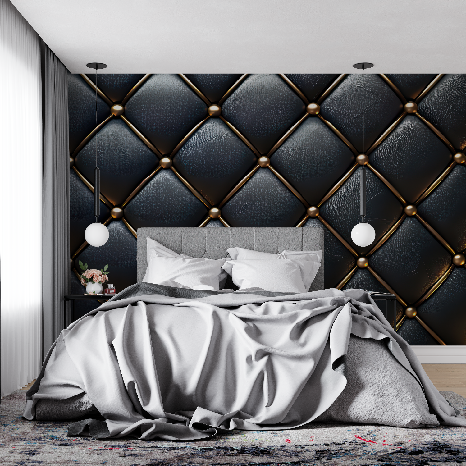 Quilted Black Wallpaper | Murals Wallpaper