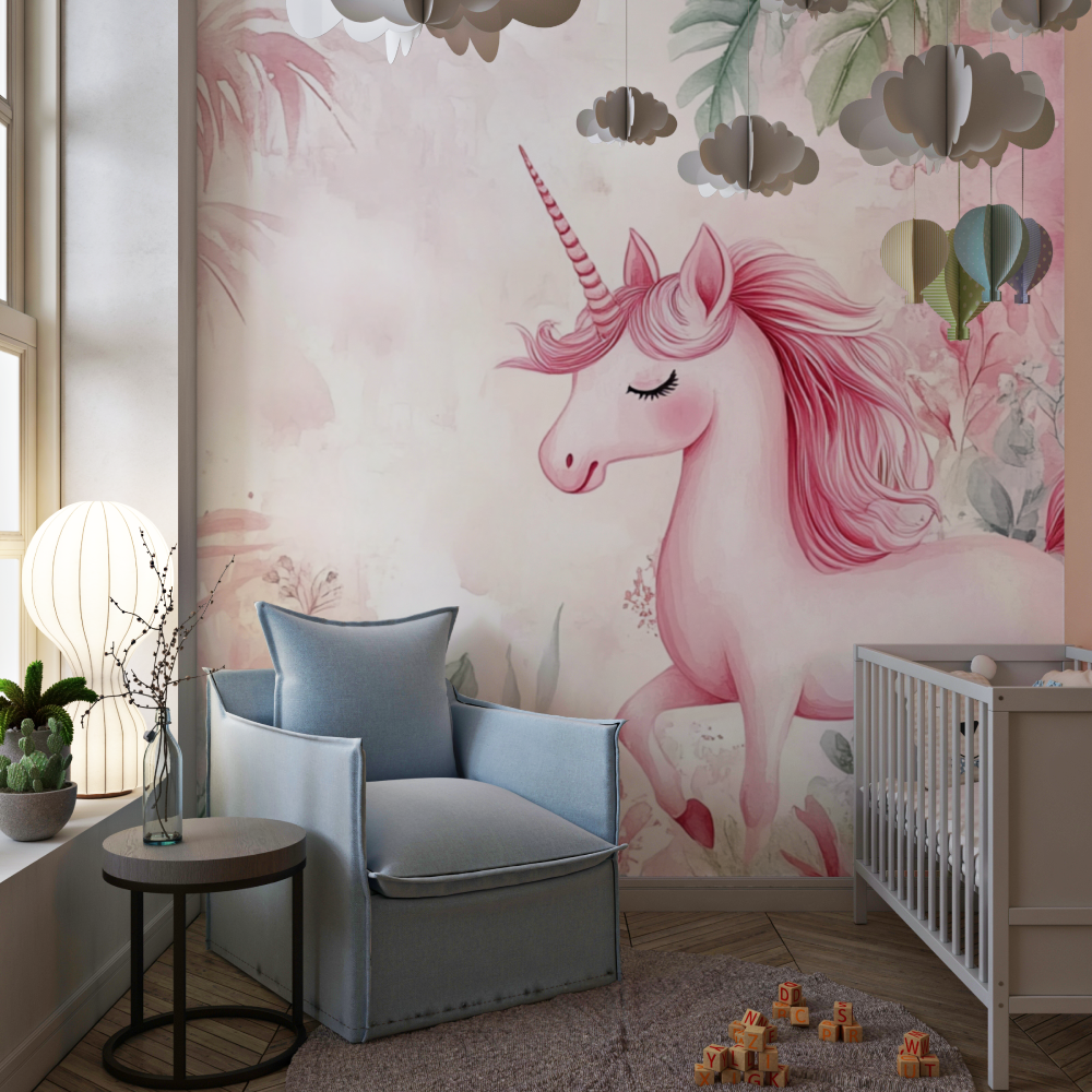 Princess Unicorn Tropical Garden Wallpaper | Murals Wallpaper