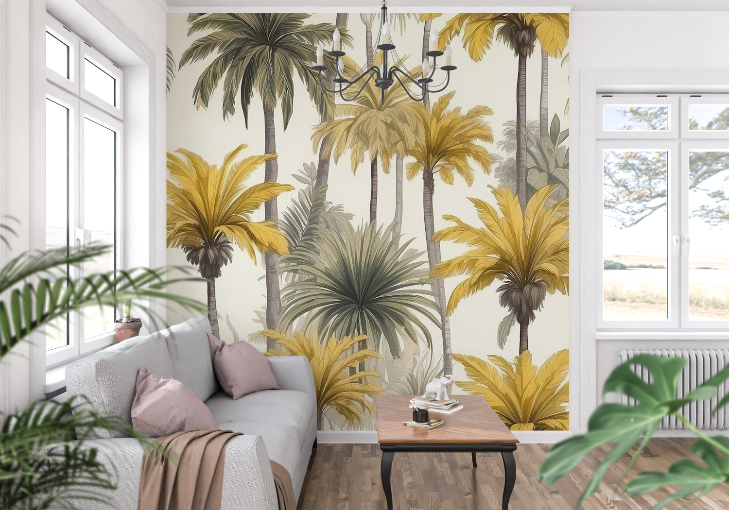 Yellow and Gray Wallpaper | Murals Wallpaper