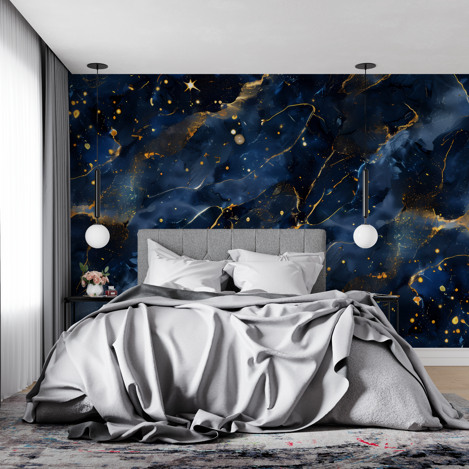 Blue and Gold Mural Wallpaper | Murals Wallpaper