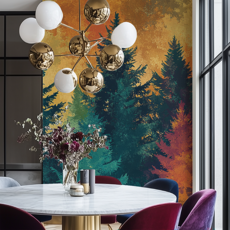 Bunte Baumtapete | Wandbildtapete