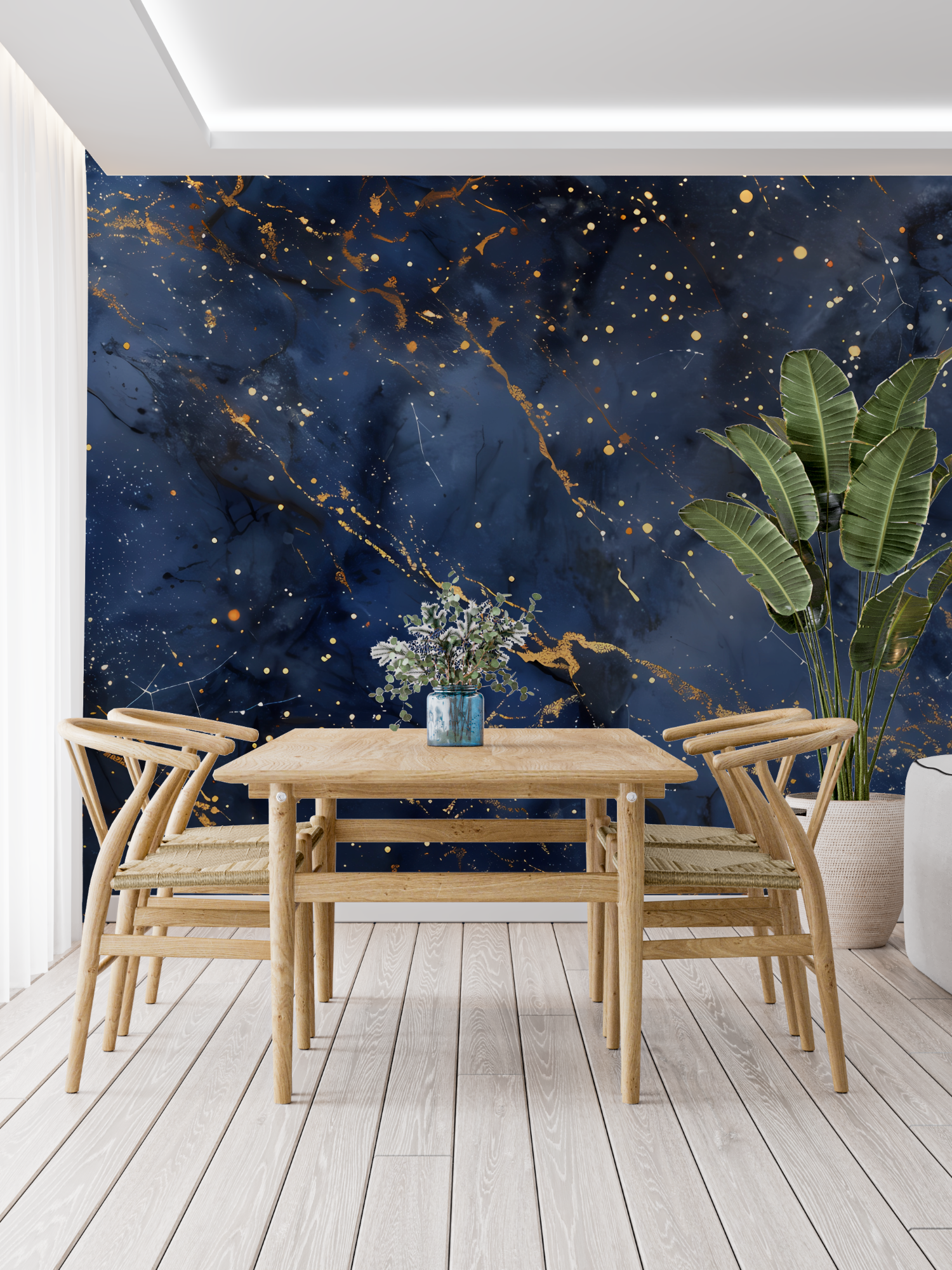 Blue and Gold Wallpaper for Bedroom | Murals Wallpaper