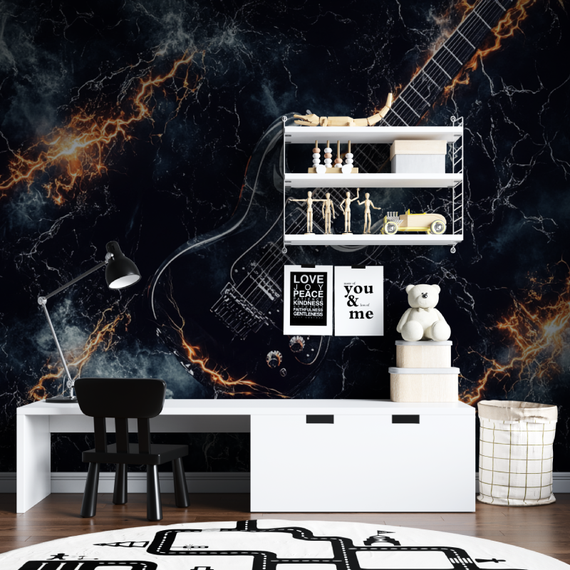 Panorama-Tapete mit E-Gitarre | Wandbild-Tapete