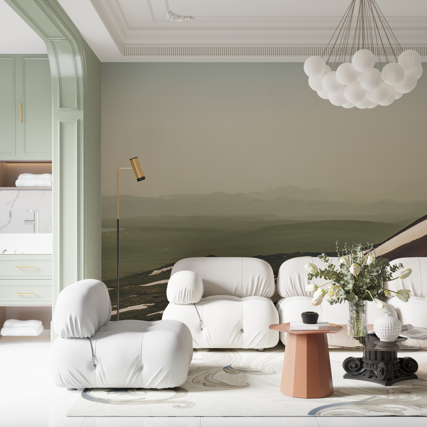 Pastel Mountain Watercolor Wallpaper | Murals Wallpaper