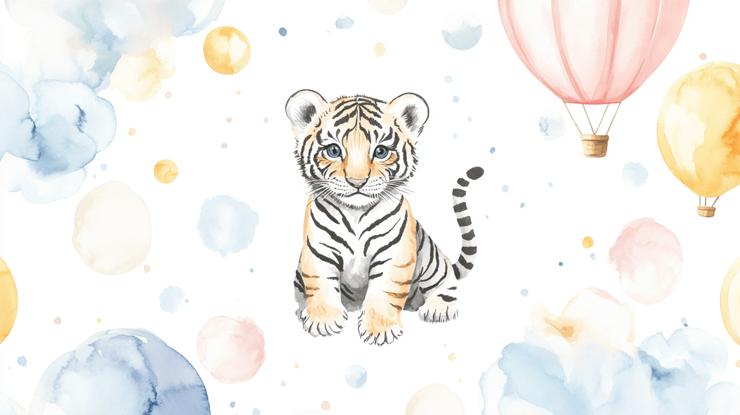Tiger and Hot Air Balloon Wallpaper | Murals Wallpaper