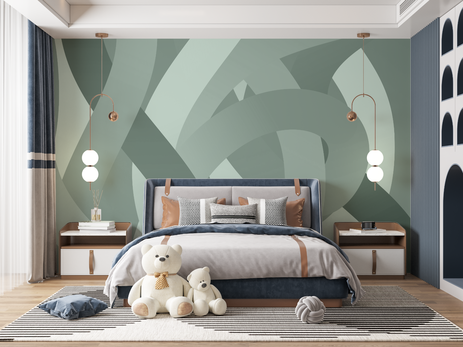 Kindertapete in Graugrün | Wandtapete