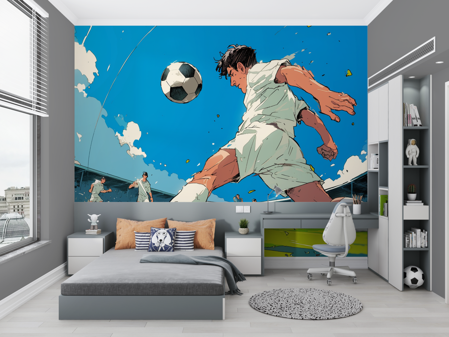 Ado papier peint foot chambre petit