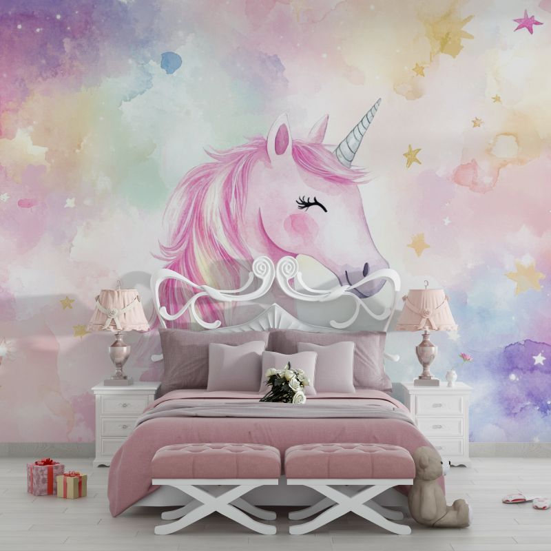 Unicorn Themed Kids' Room Wallpaper | Murals Wallpaper