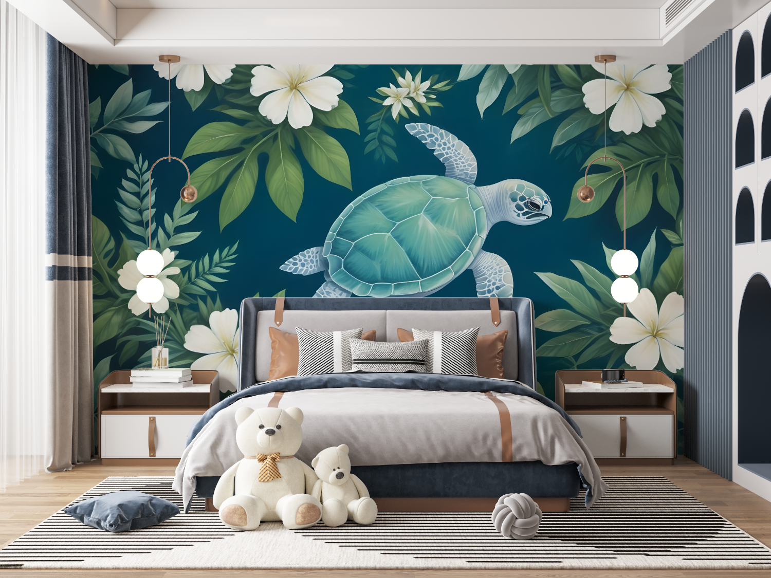 Tropical Turtle Kids Wallpaper | Murals Wallpaper