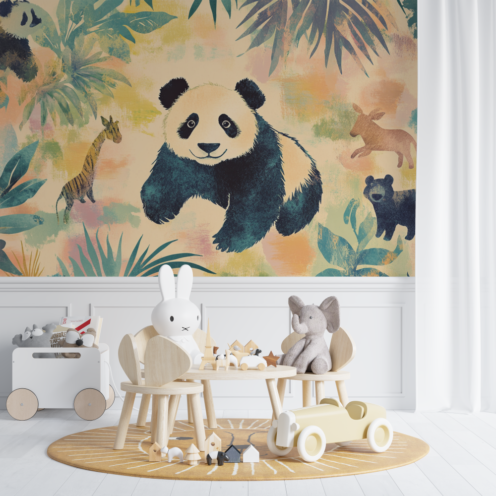 Panda and Jungle Animals Wallpaper | Murals Wallpaper