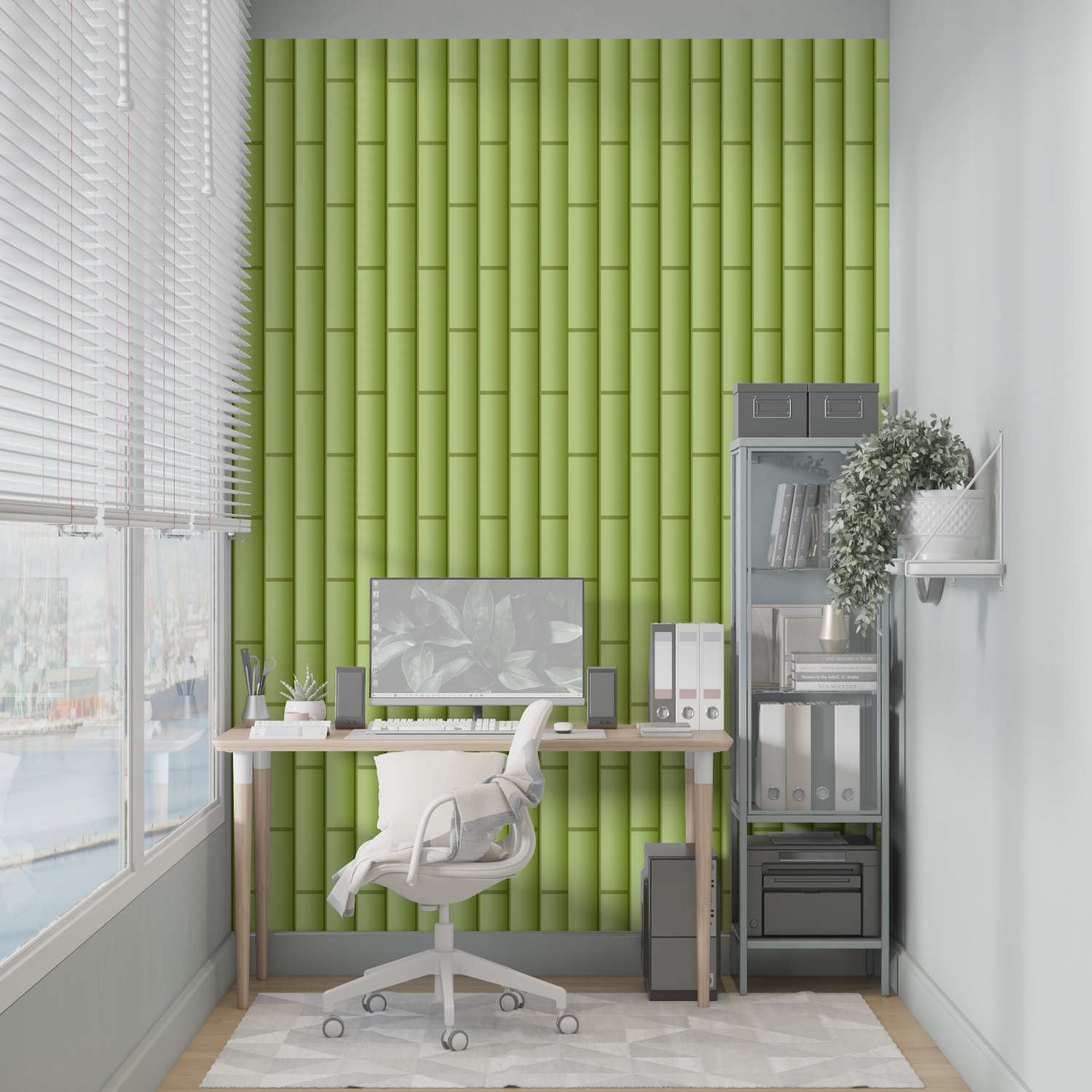 Light Green Bamboo Effect Wallpaper | Murals Wallpaper