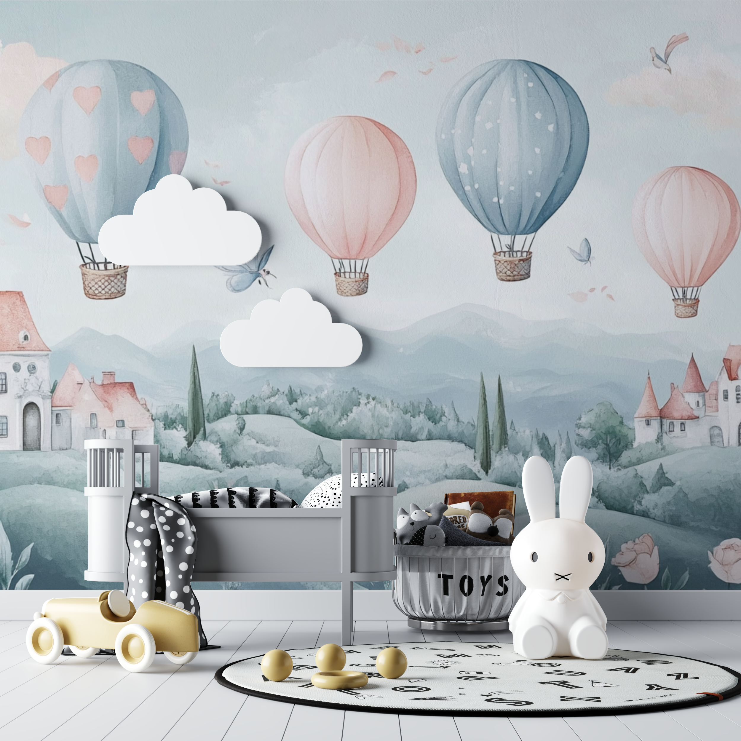 Hot Air Balloon and Fairy-Tale Landscapes Wallpaper | Murals Wallpaper