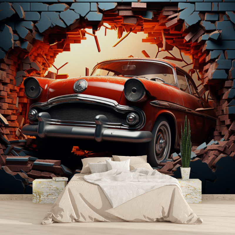 Car-Themed Boys' Room Wallpaper | Murals Wallpaper