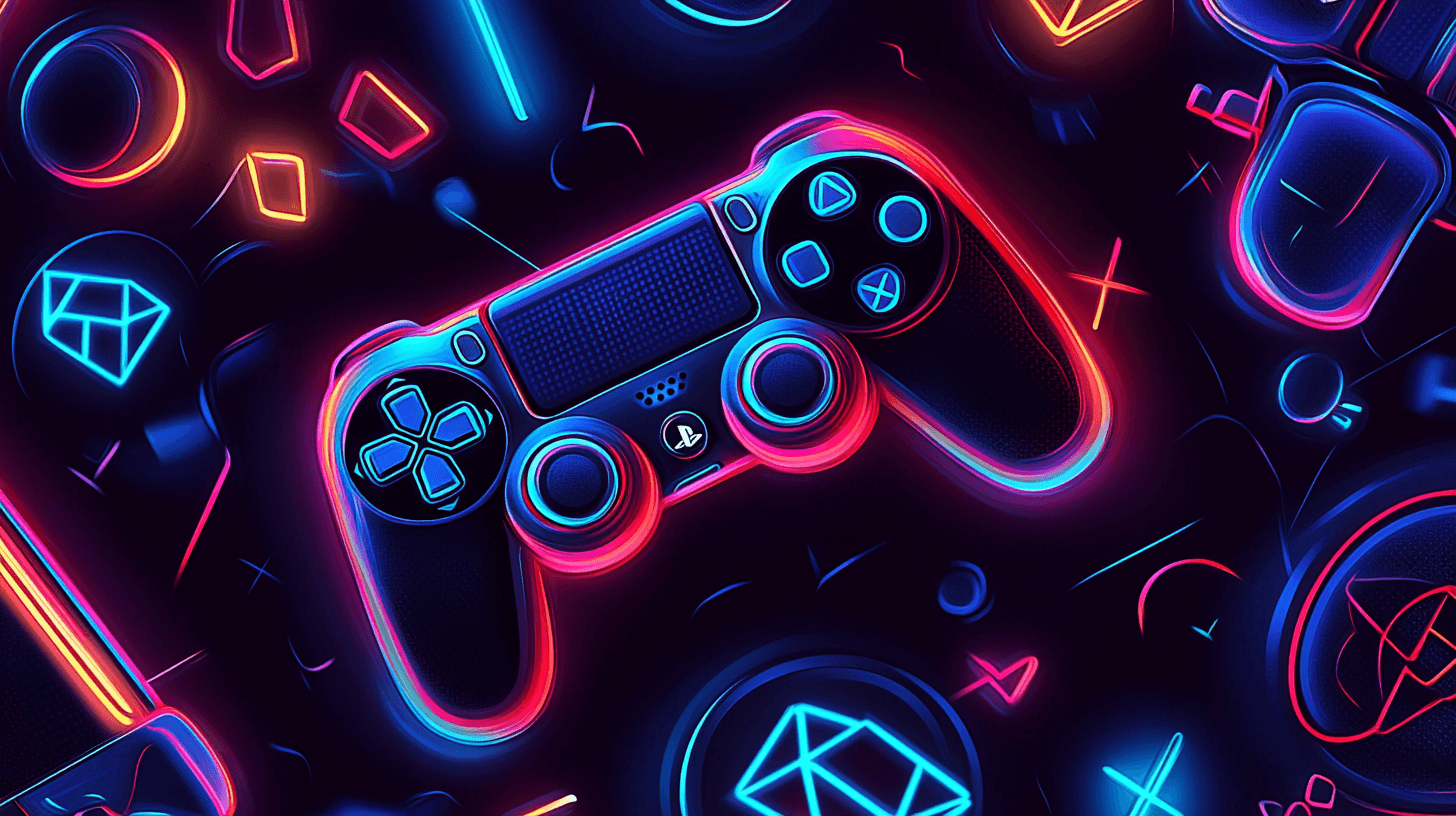 Neon Gaming Symbols Wallpaper | Murals Wallpaper