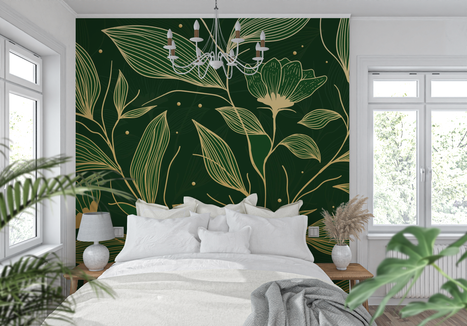 Gold and Green Wallpaper | Murals Wallpaper