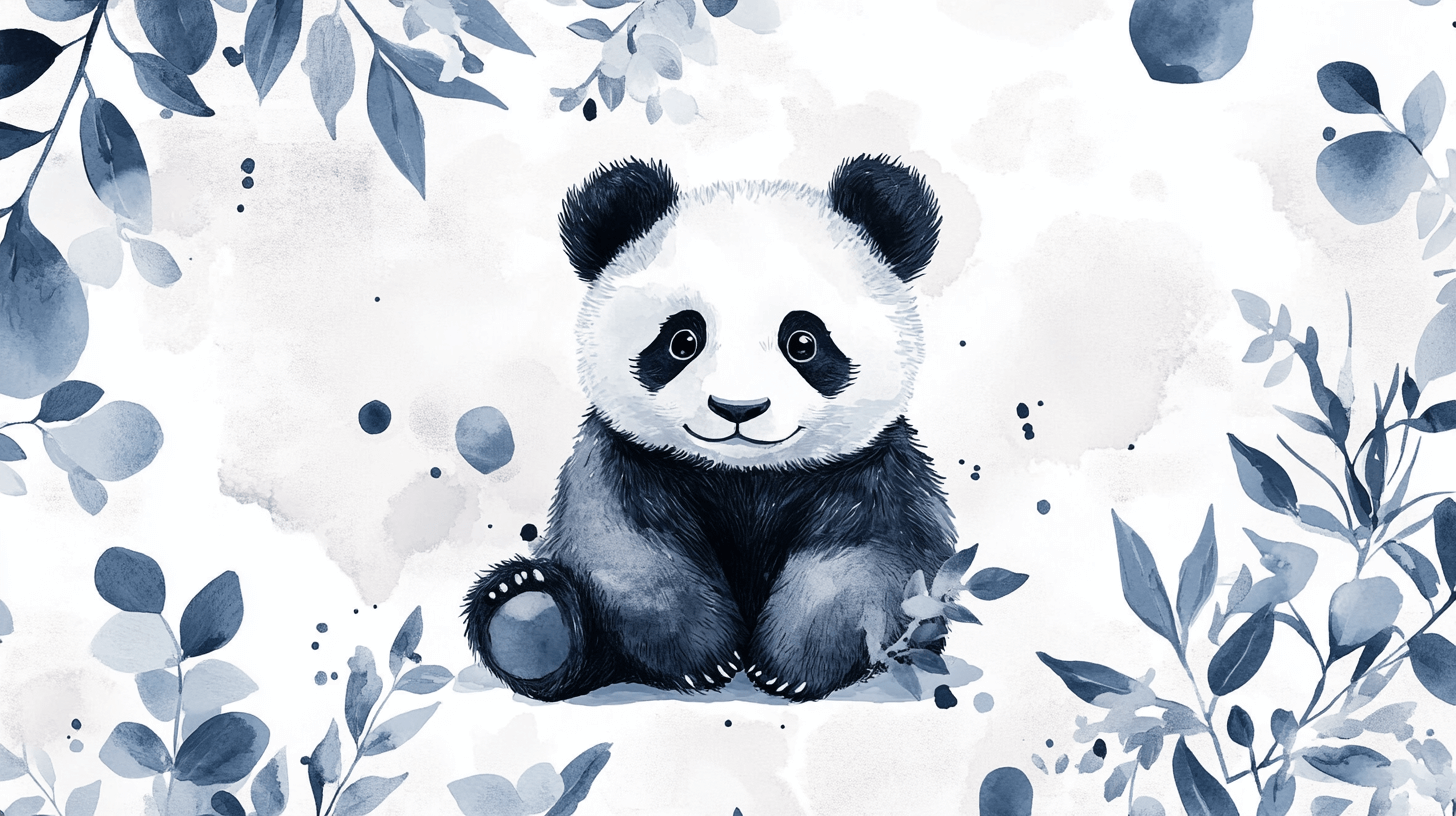Panda Wallpaper with Minimalist Patterns | Murals Wallpaper