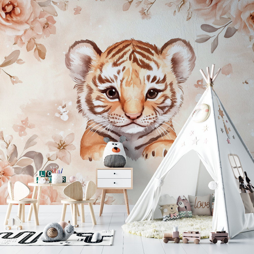Floral Tiger Wallpaper | Murals Wallpaper