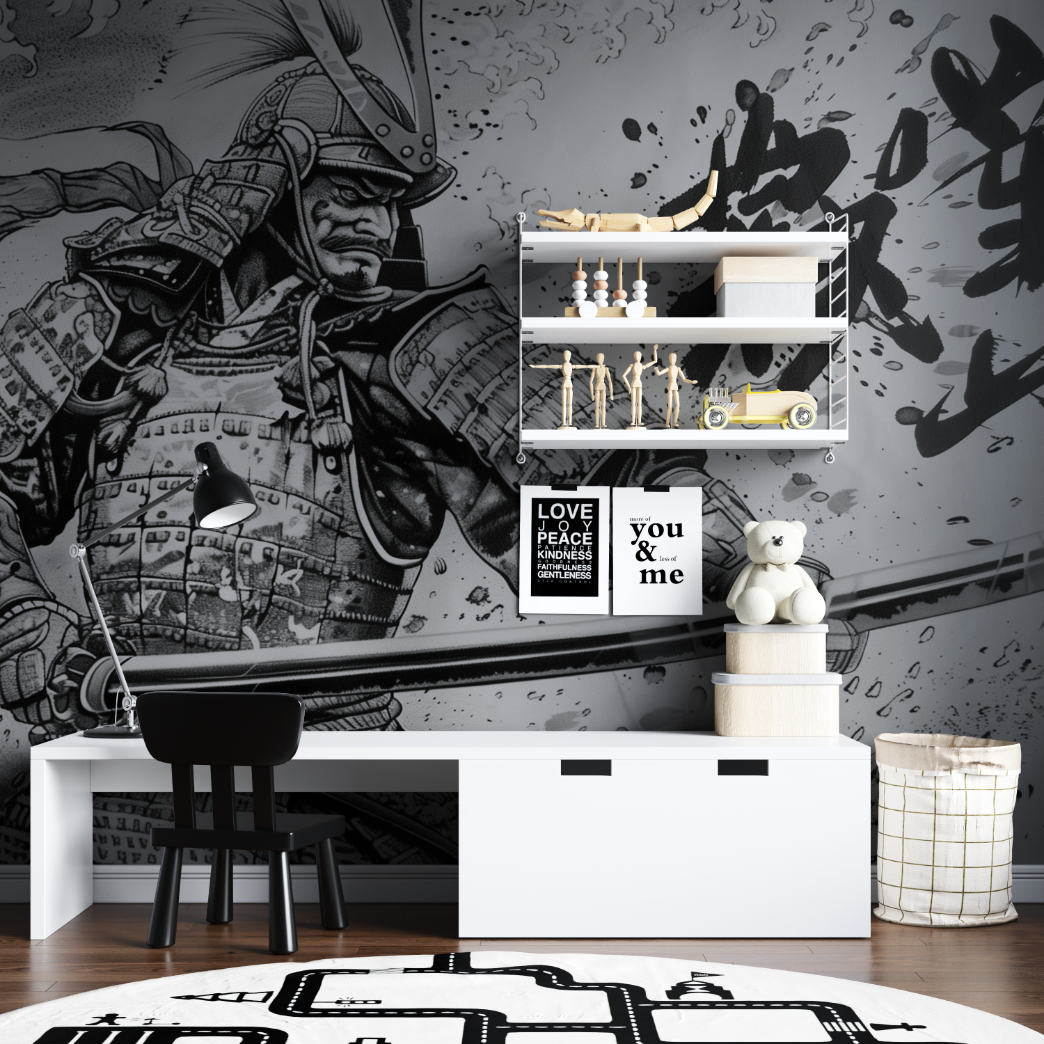 Black and White Samurai Wallpaper | Murals Wallpaper