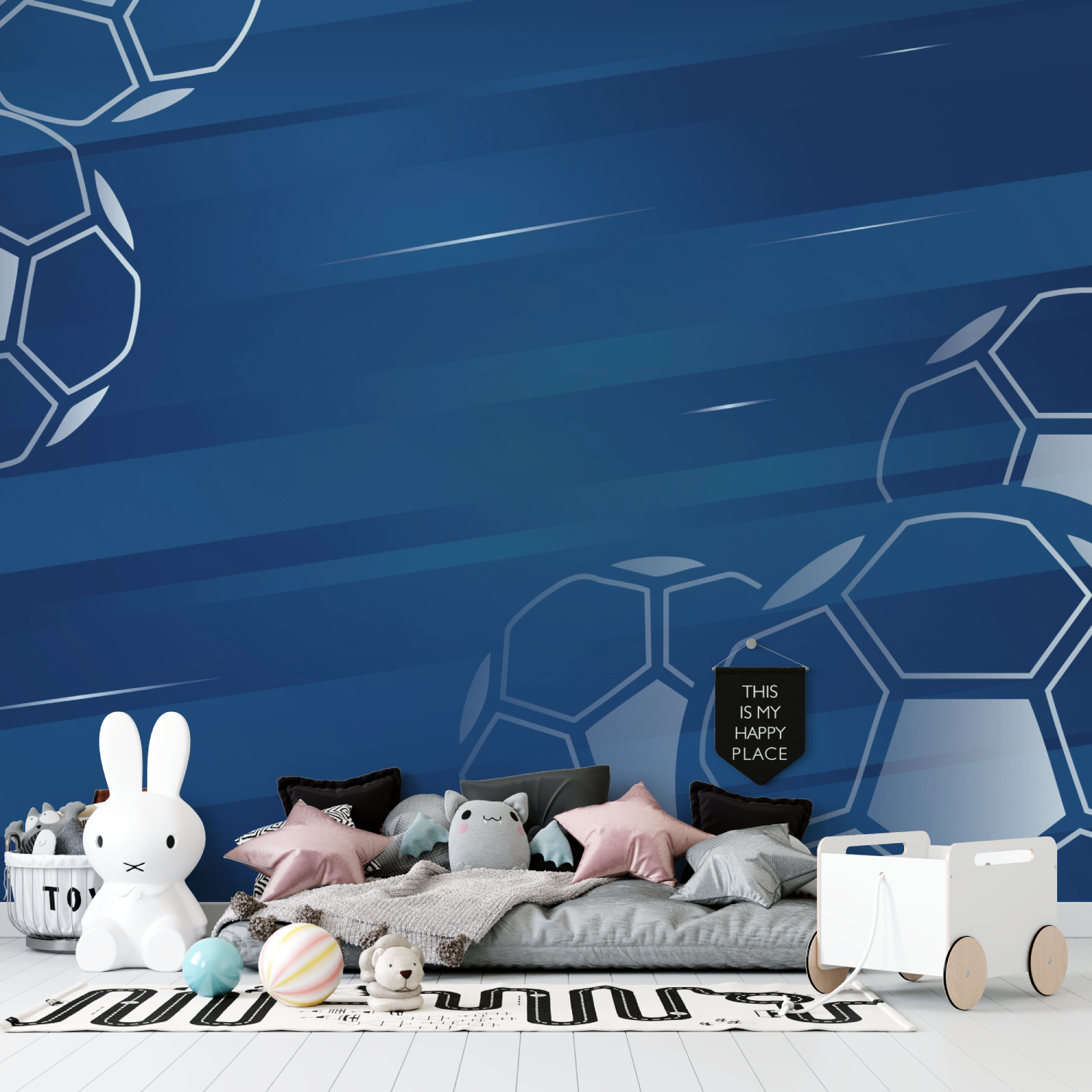 Blaue Fußballtapete | Wandbildtapete