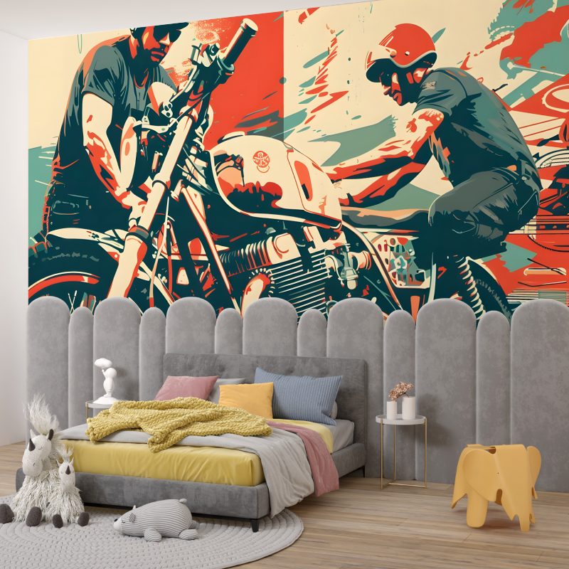 Motorrad Graffiti Tapete | Wandbilder Tapete