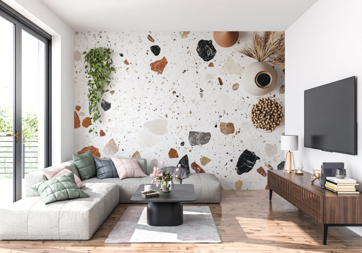Papel de parede de terracota Estilo Terrazzo moderno | Murais Papel de parede