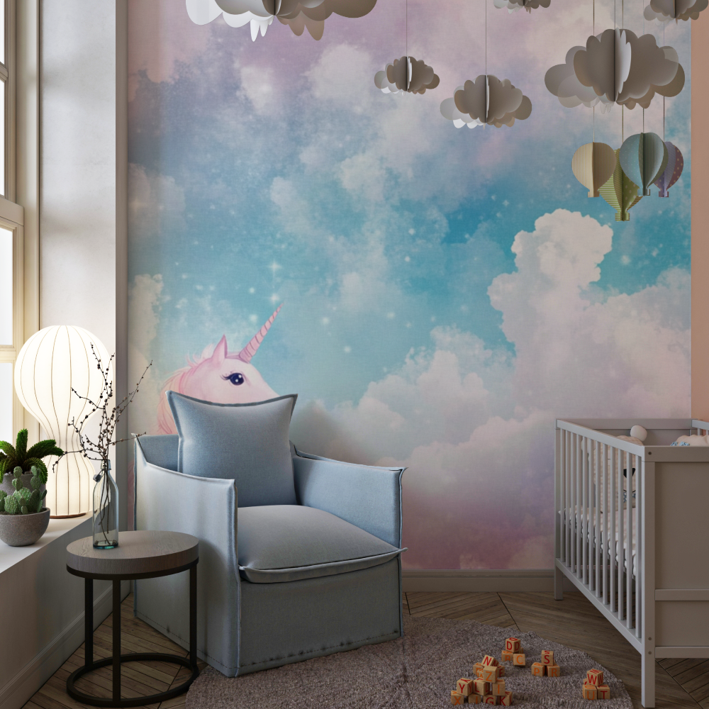 Unicorn Cloud Fantasy Wallpaper for Kids' Room | Murals Wallpaper