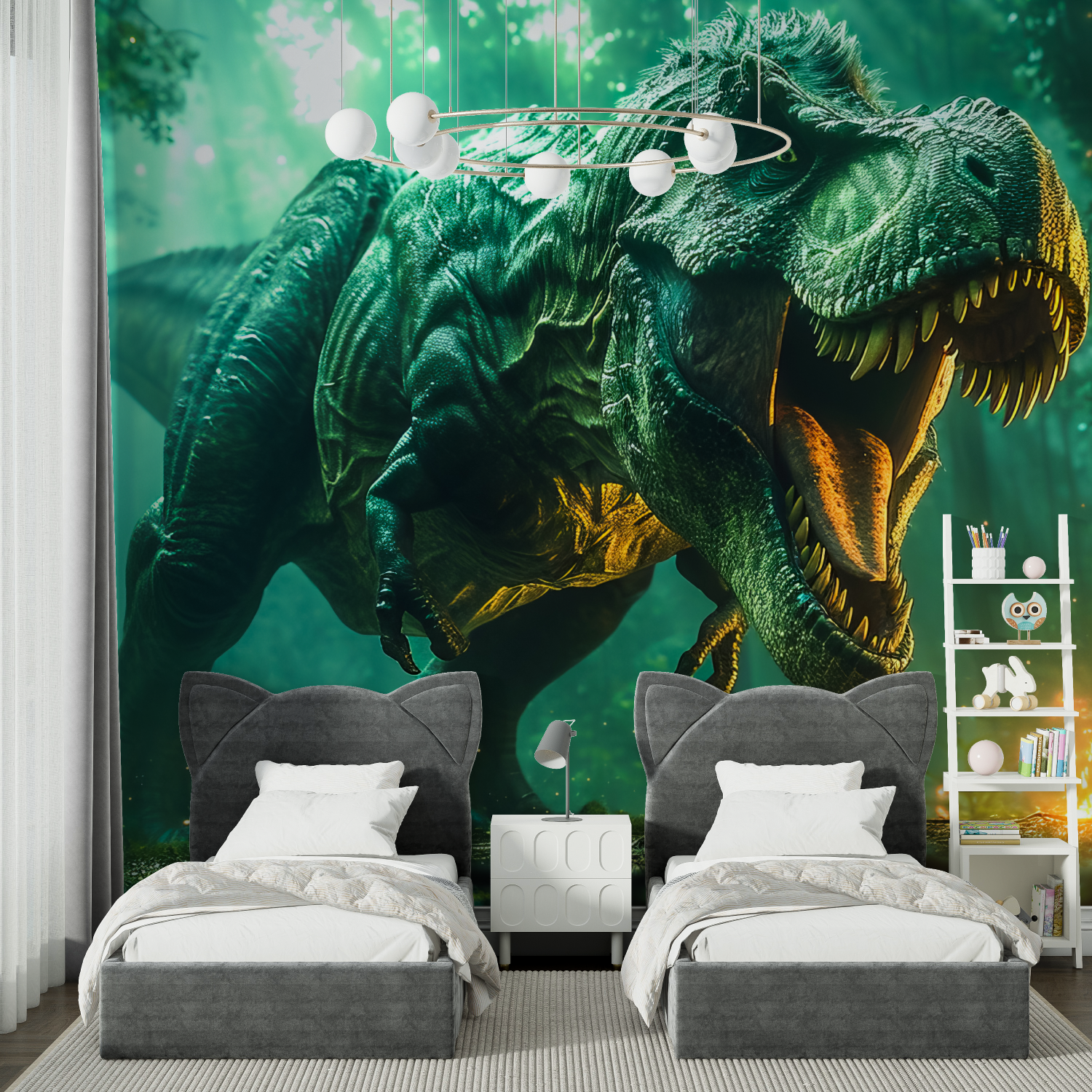 Green T-Rex Dinosaur Wallpaper | Murals Wallpaper