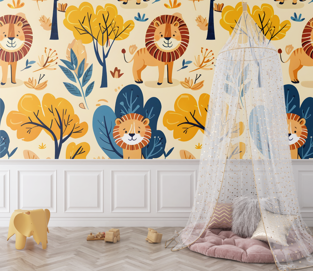 Colorful Lion Pattern Wallpaper | Murals Wallpaper