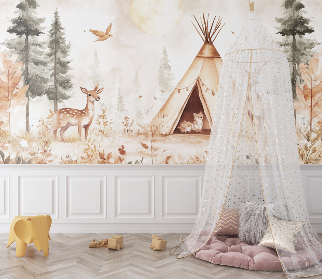 Forest and Tipi Wallpaper | Murals Wallpaper