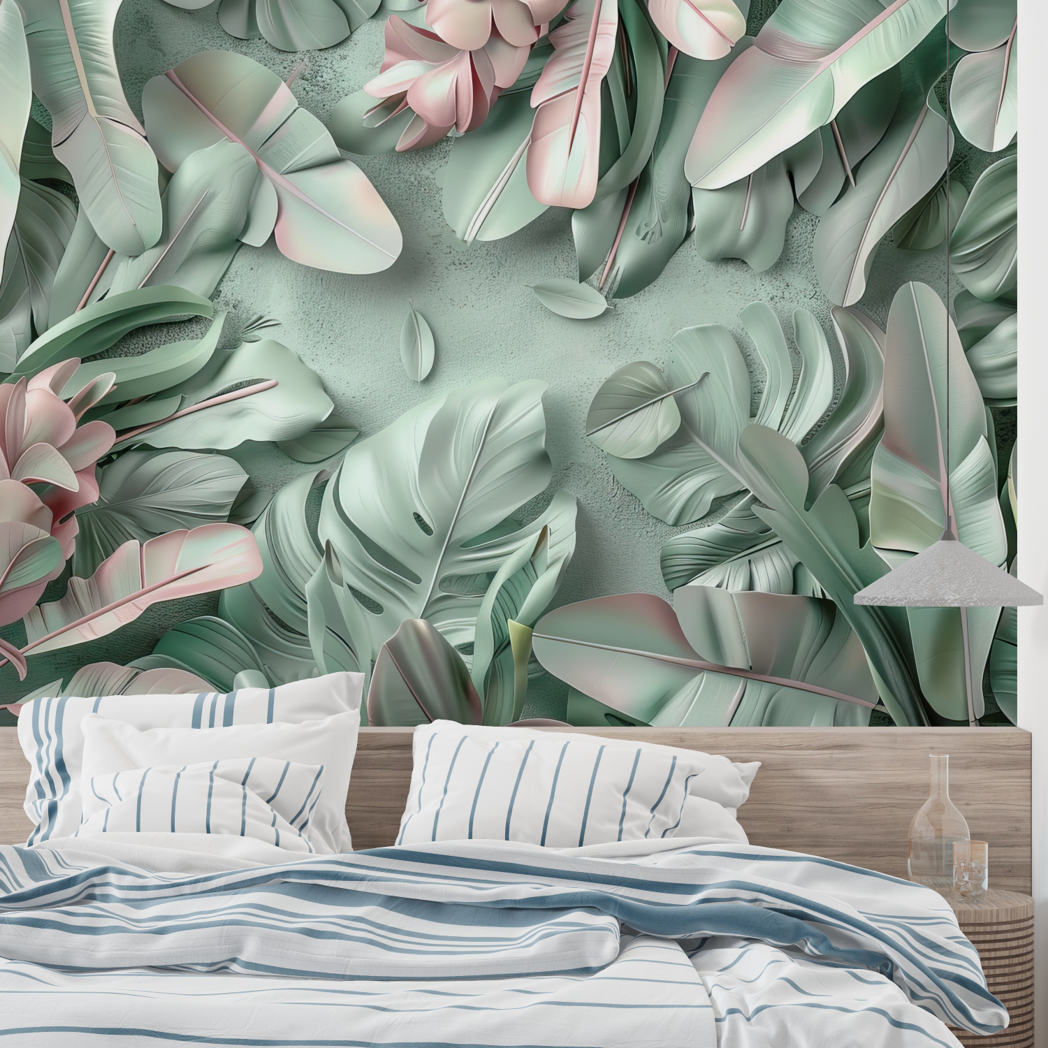 Green and Pink Jungle Wallpaper Design | Murals Wallpaper