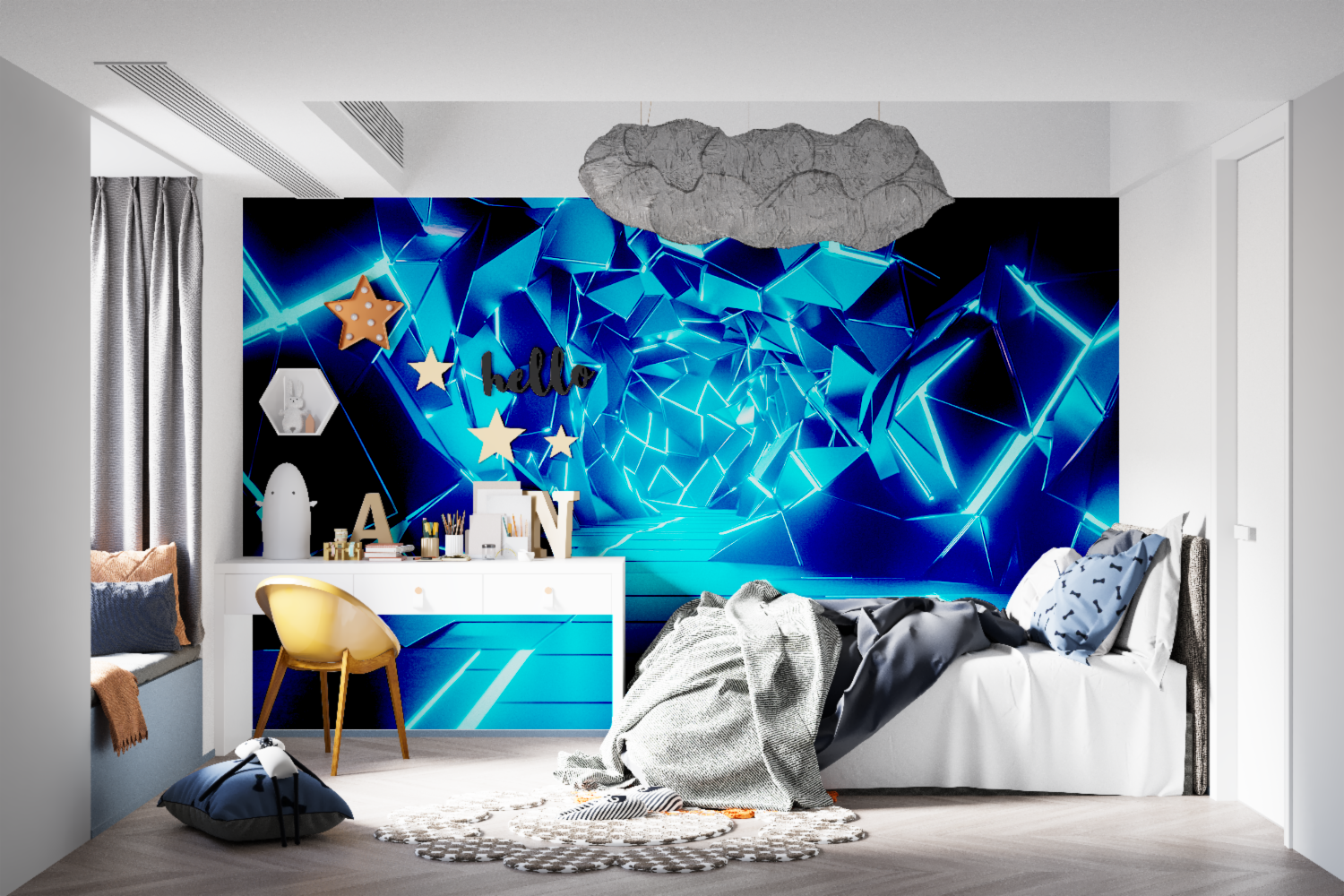 Fractured Neon Wallpaper | Murals Wallpaper