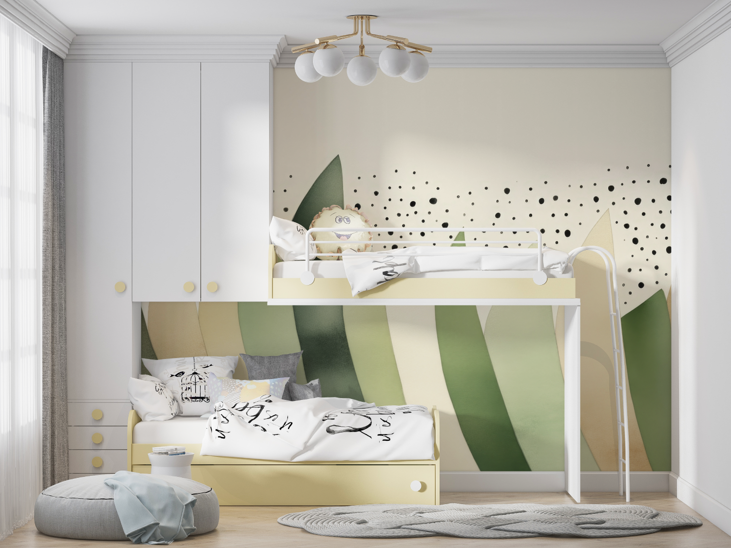 Kindertapete in Salbeigrün | Wandtapete