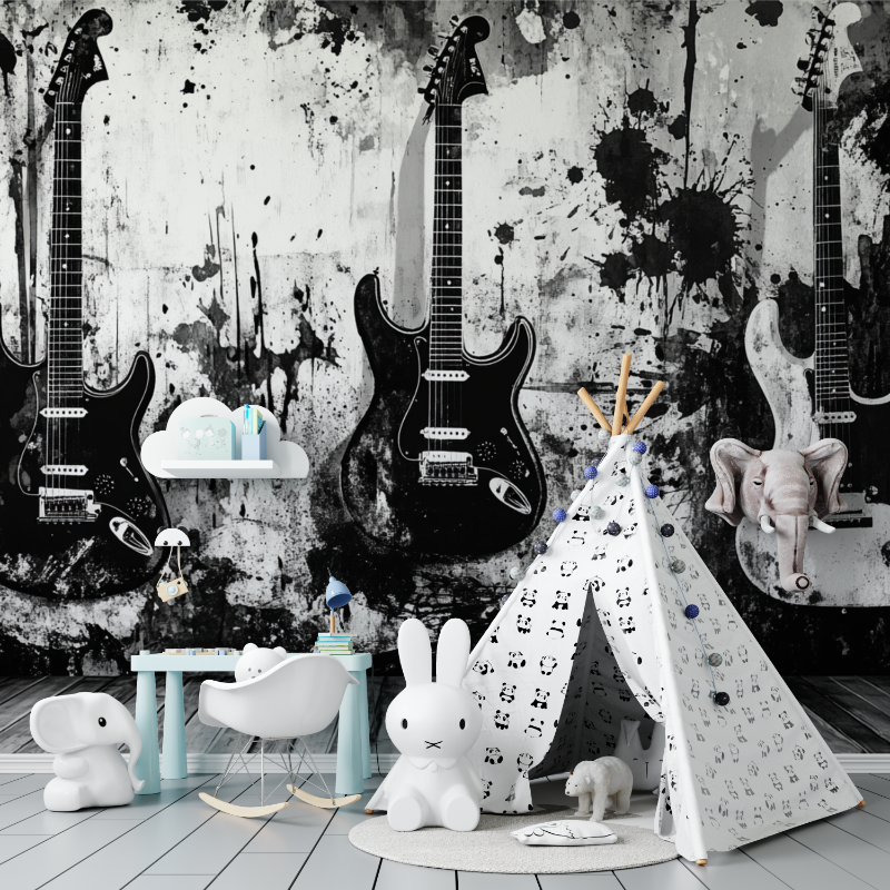 Schwarz-Weiß-Felstapete | Wandbildtapete