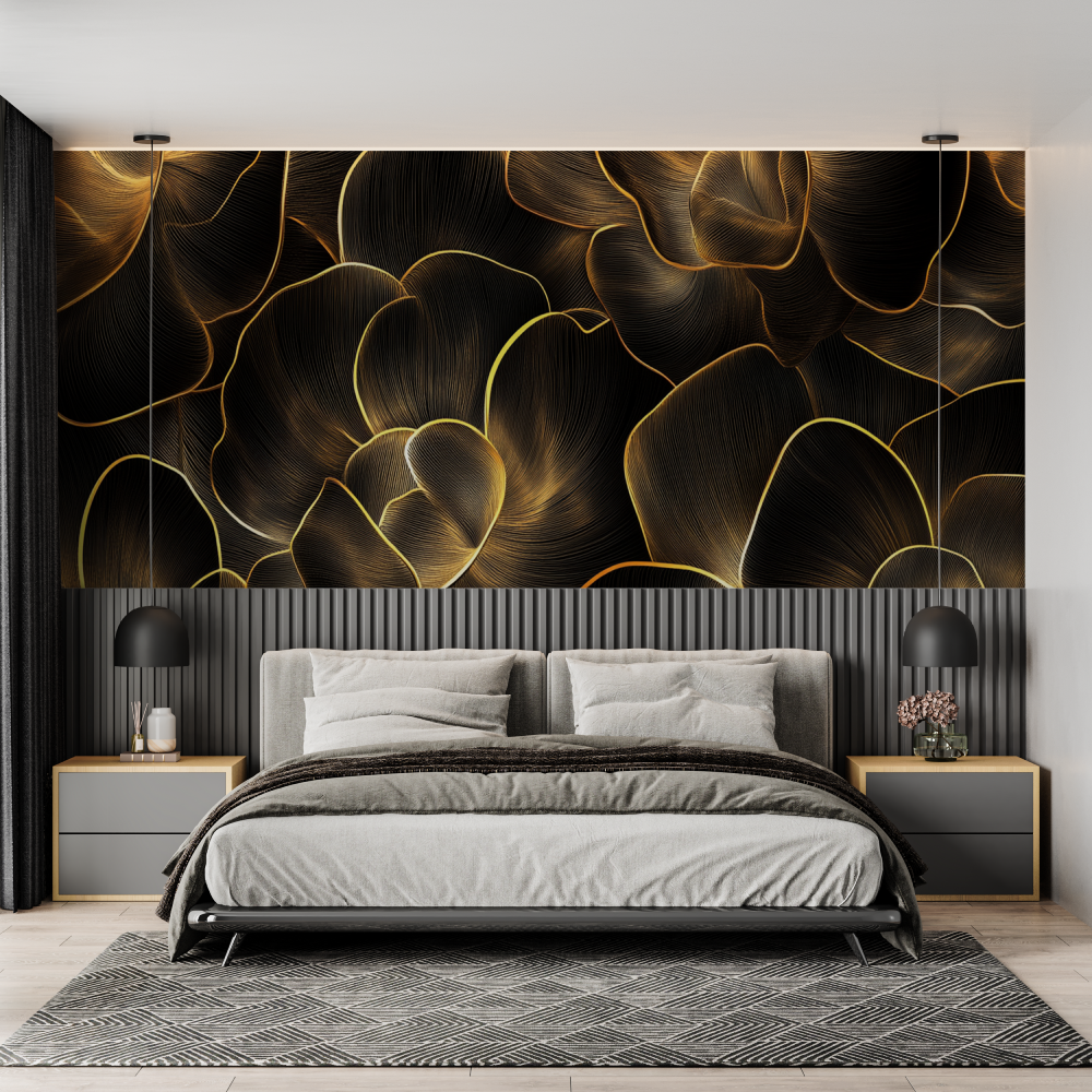 Black and Gold Wallpaper Living Room | Murals Wallpaper