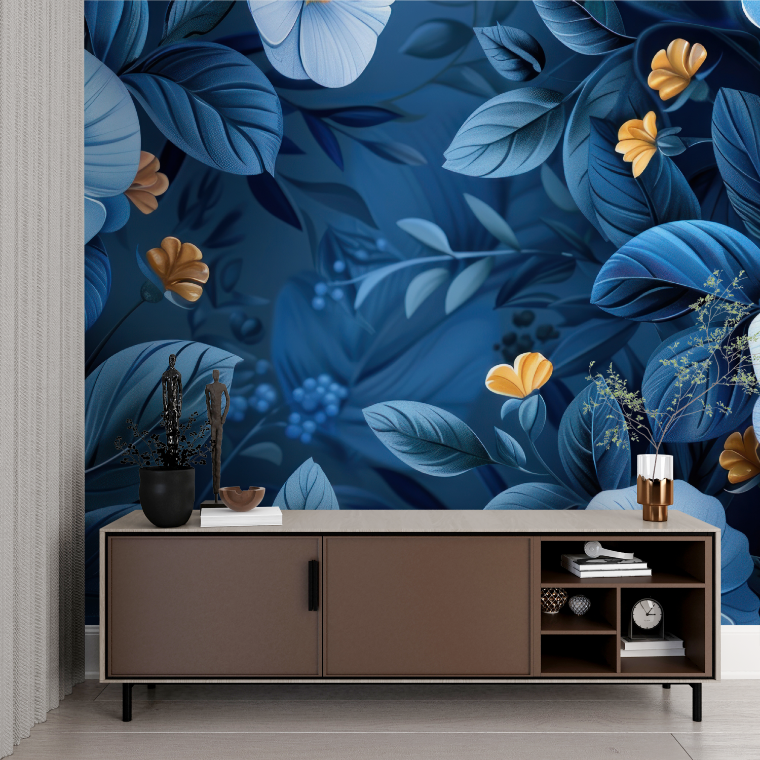 Blue Floral Wallpaper | Murals Wallpaper