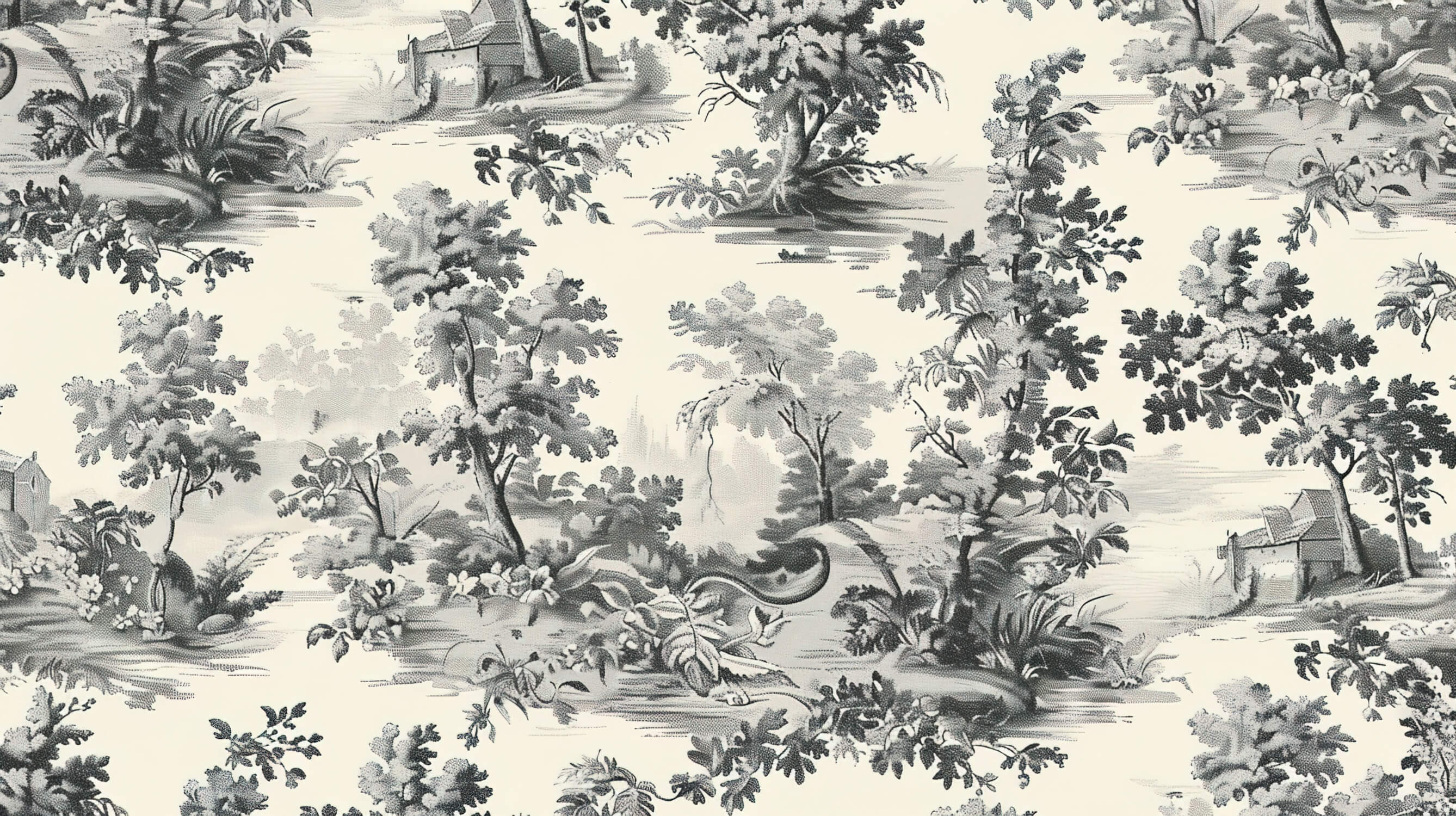Toile De Jouy Shrub Wallpaper | Murals Wallpaper