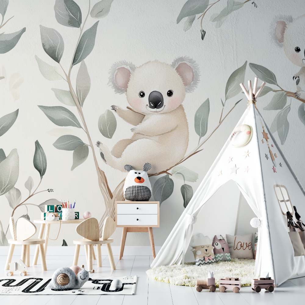 Koala Wallpaper on Cream Background | Murals Wallpaper