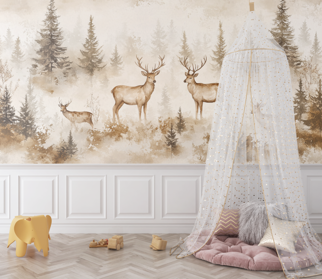 Forest Animals and Royal Deer Wallpaper | Murals Wallpaper