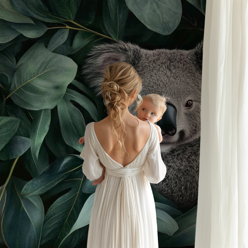 Koala Wallpaper in a Leaf Cocoon | Murals Wallpaper
