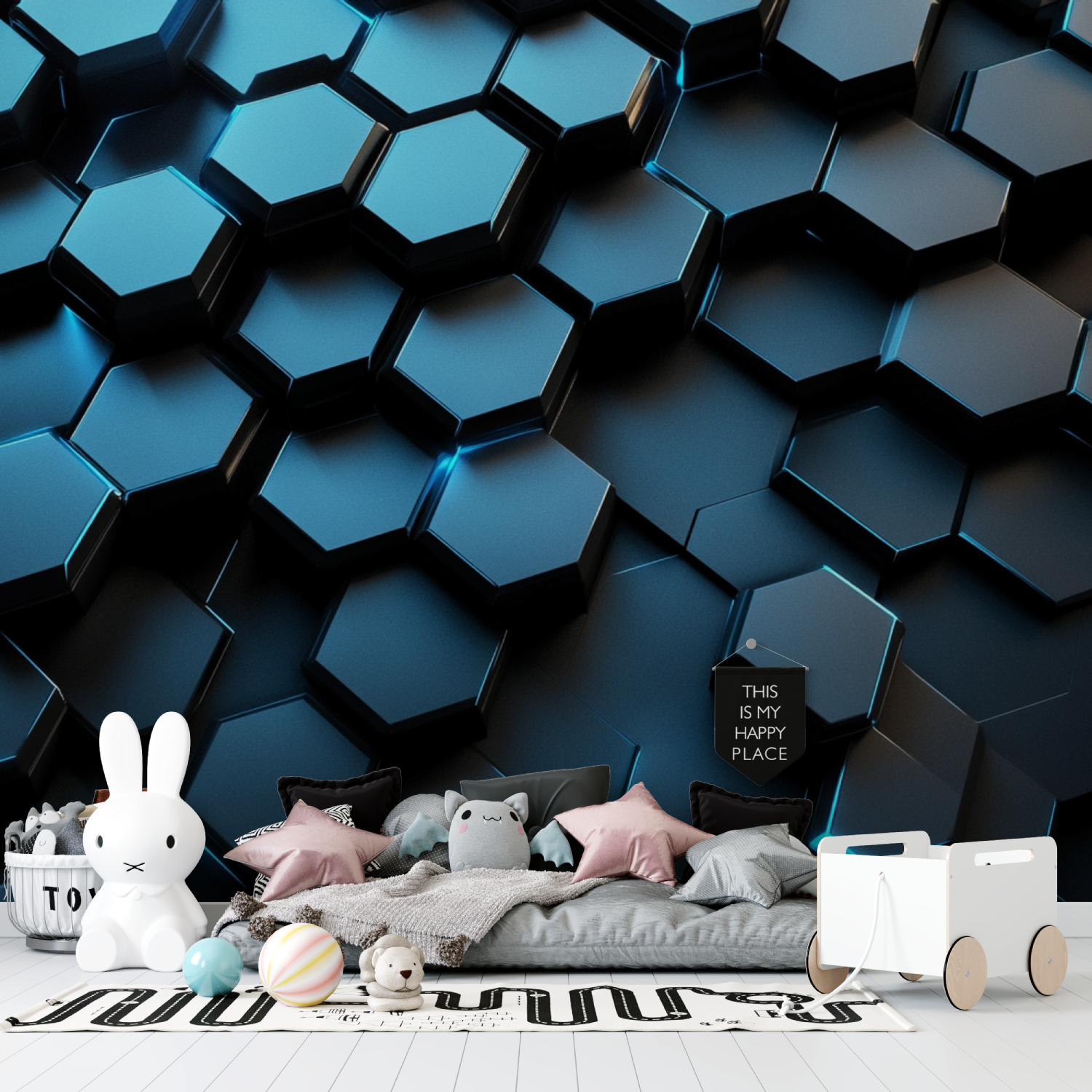 Glow Hexagon Wallpaper | Murals Wallpaper