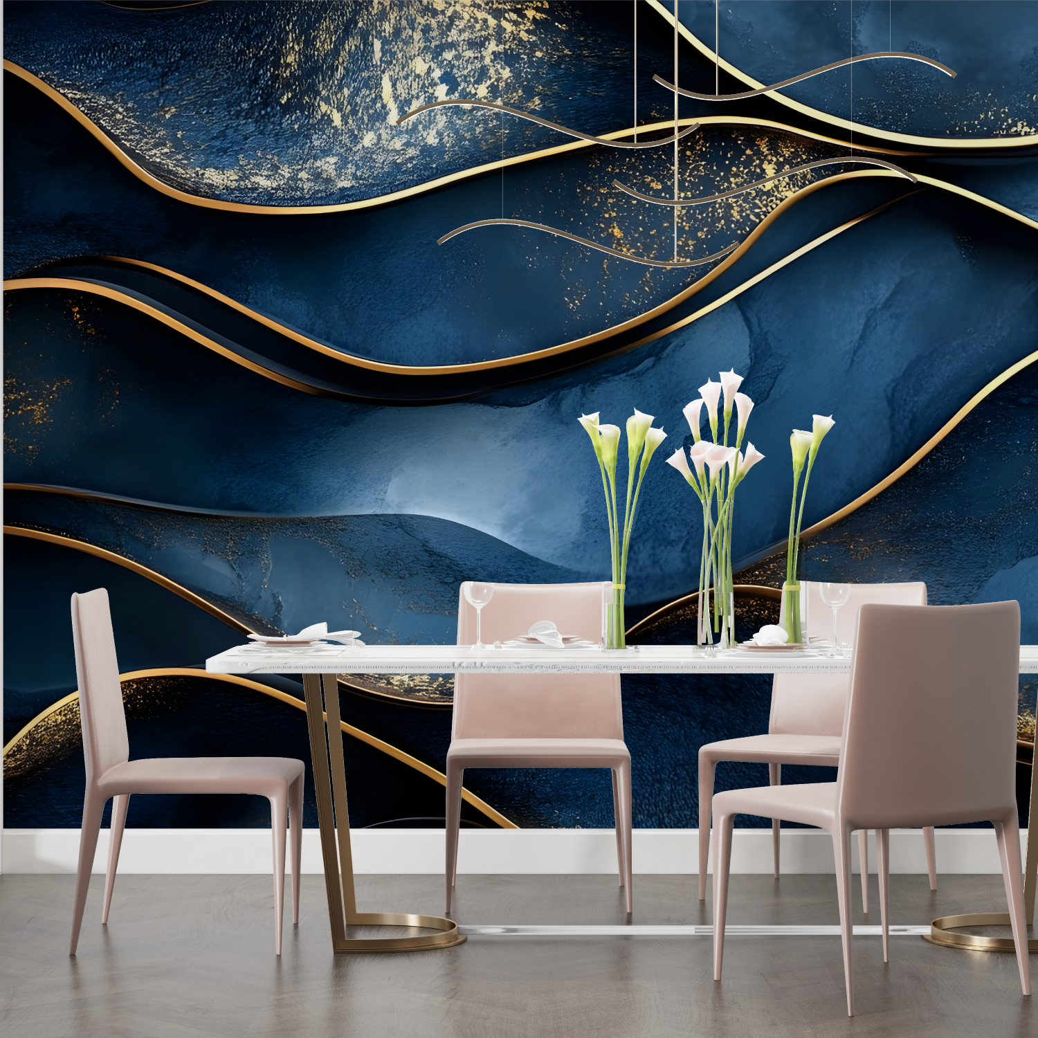 Navy Blue and Gold Wallpaper | Murals Wallpaper
