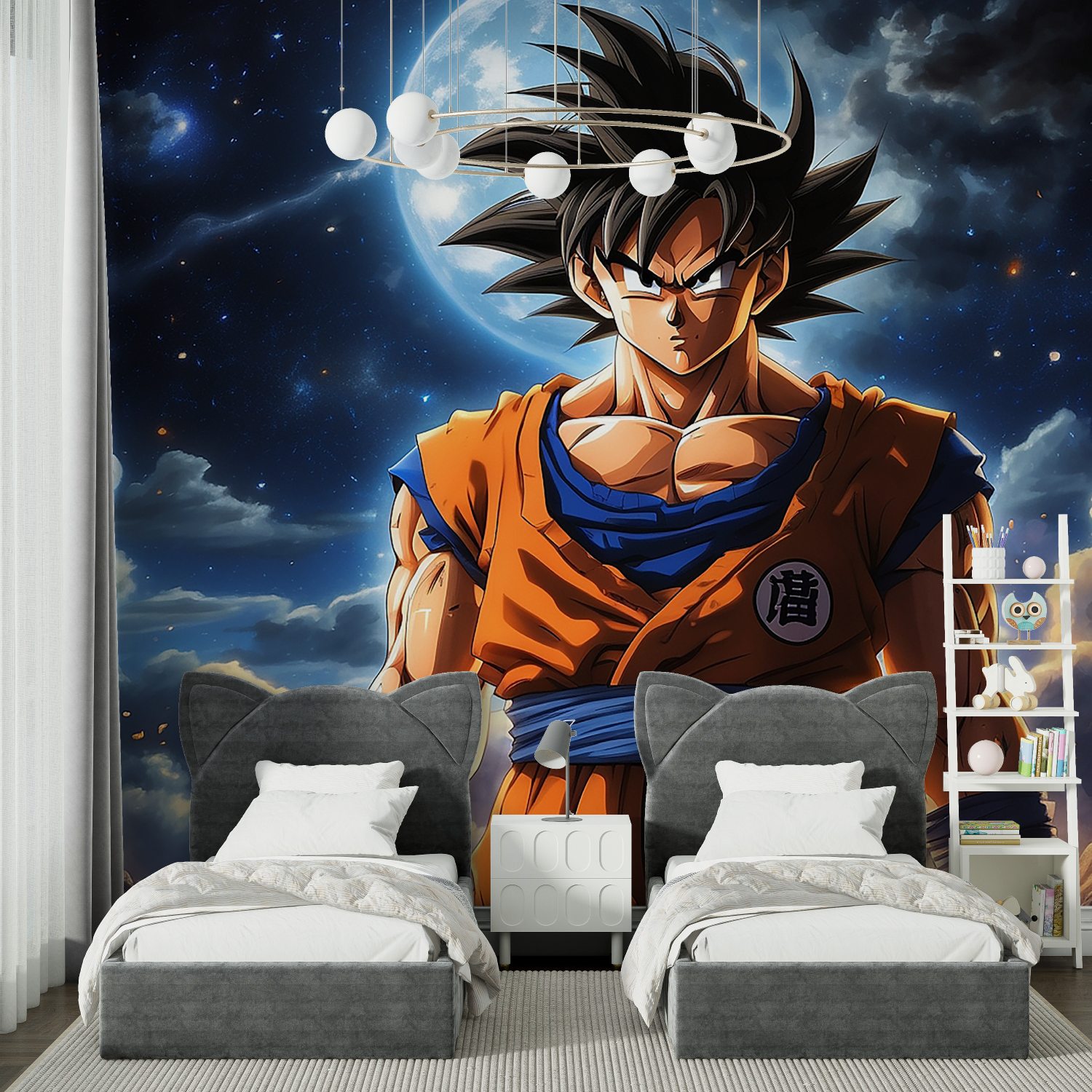 Tapeten Dbz Goku Chambre – Schlafzimmer mit Garçon-Beleuchtung