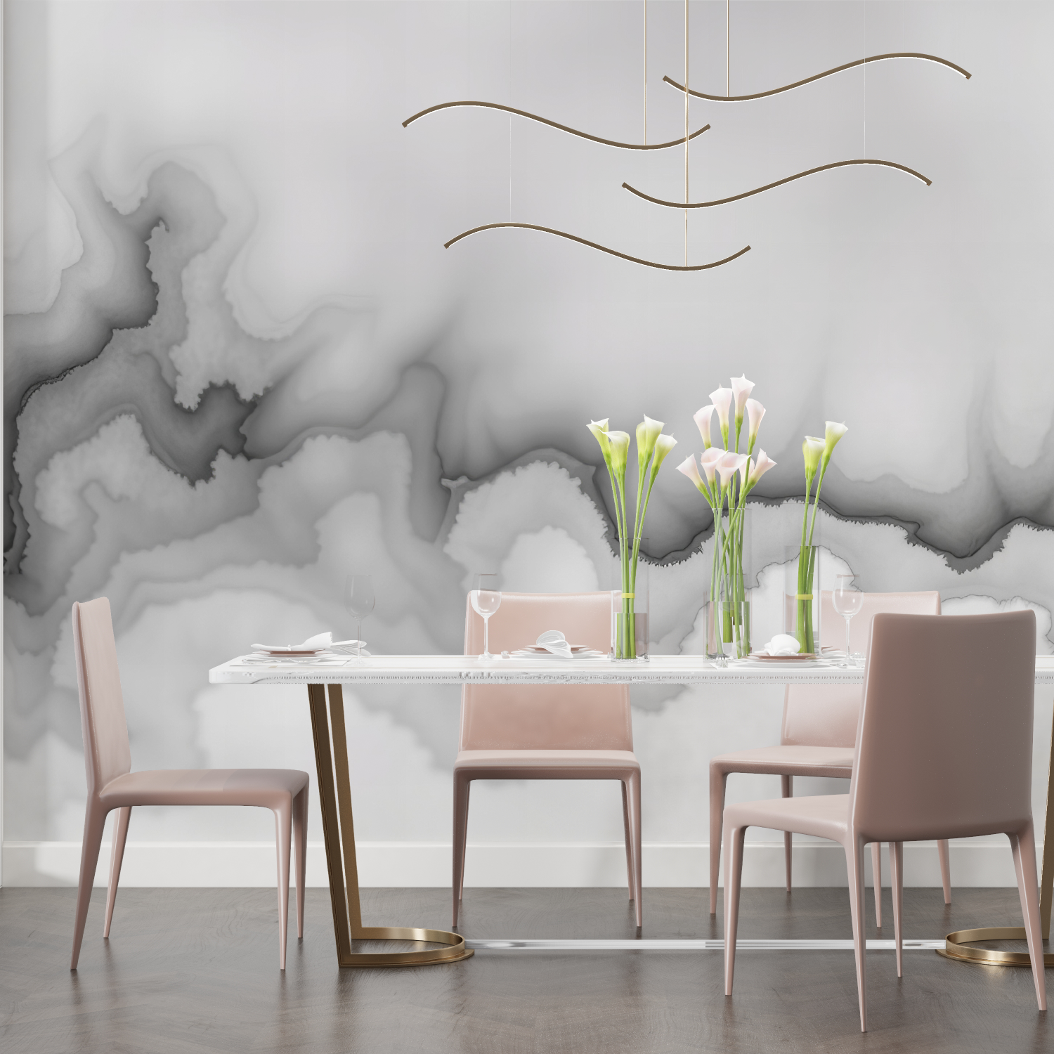 Watercolor Clouds Black and White Wallpaper | Murals Wallpaper