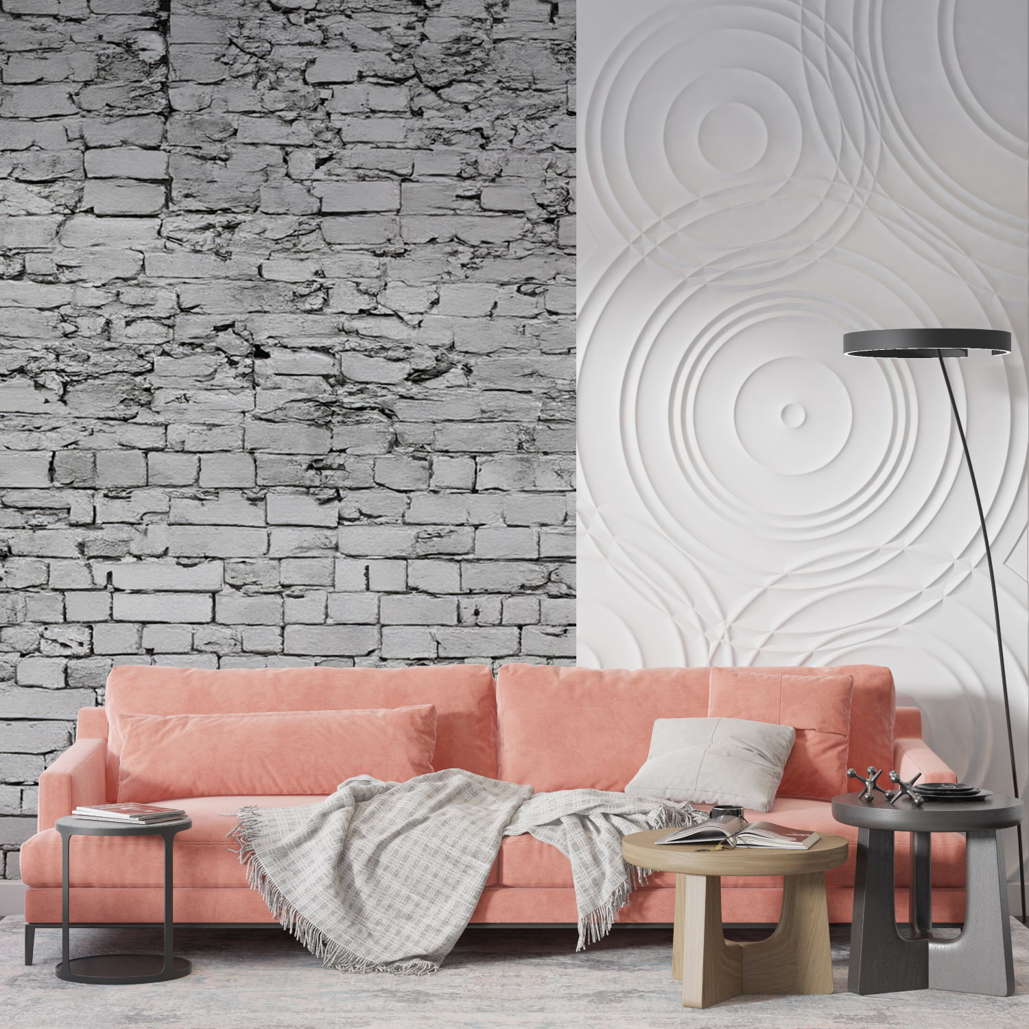 Light Gray Stone Effect Wallpaper | Murals Wallpaper
